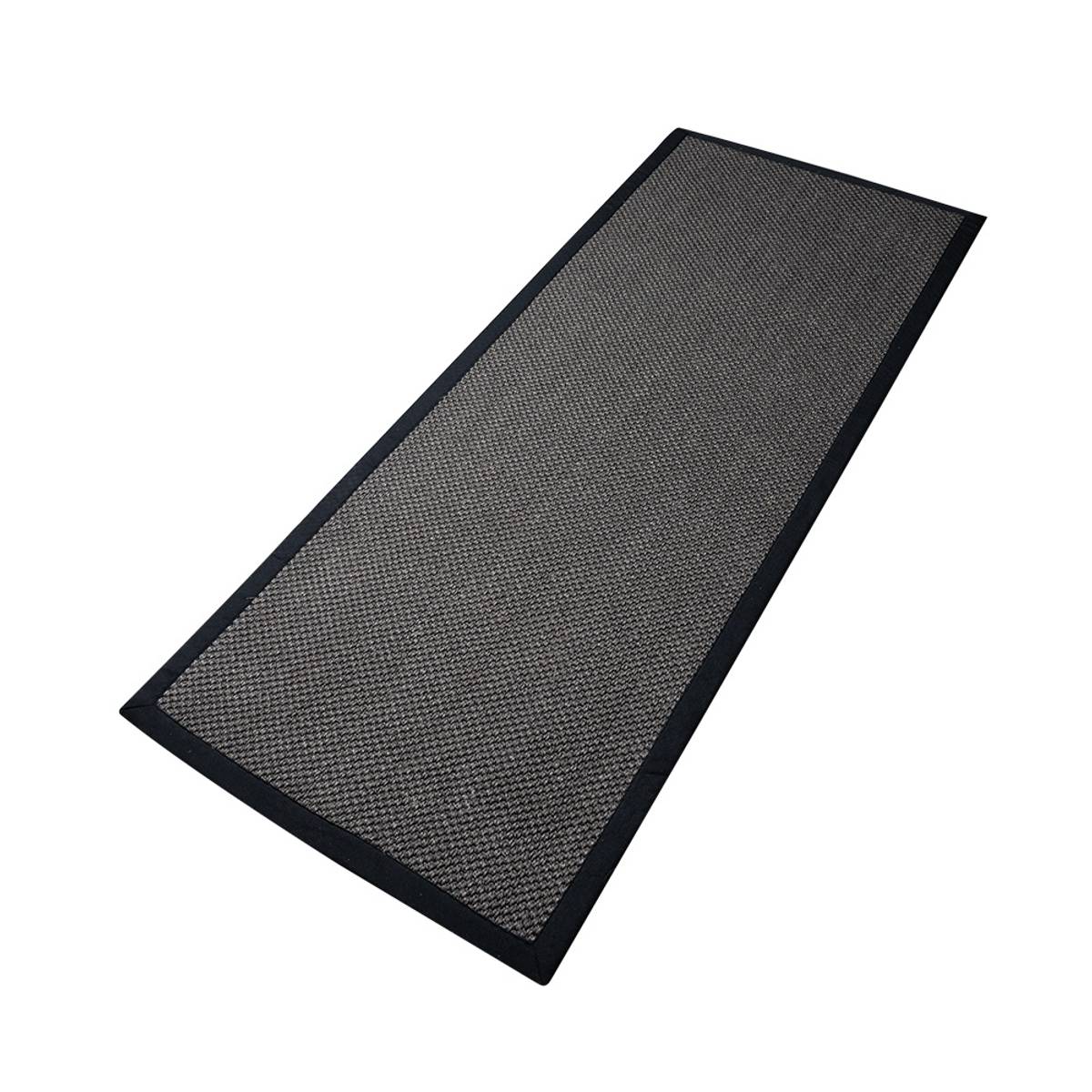 Sisal teppe (80x200 - Antrasitt/sort kant)