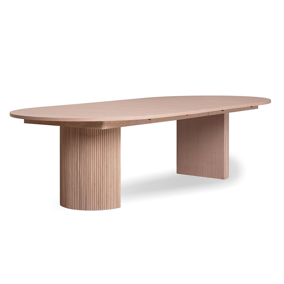 Noor rundt spisebord ø120 (270) med 3 tilleggsplater (hvitvasket eik)