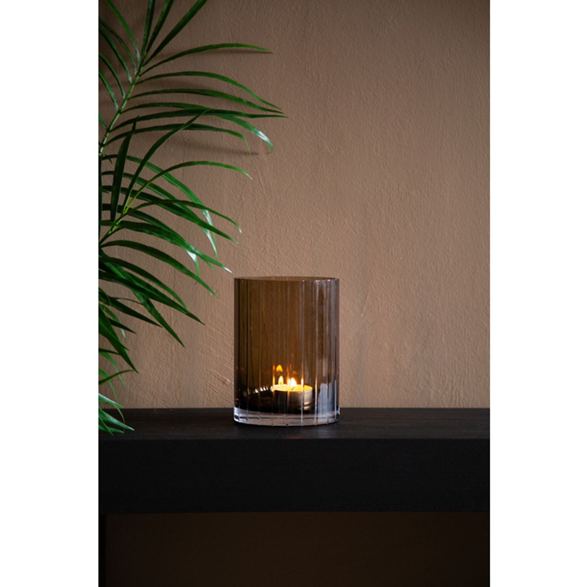 Lauren lyslykt glass (14x19) brun