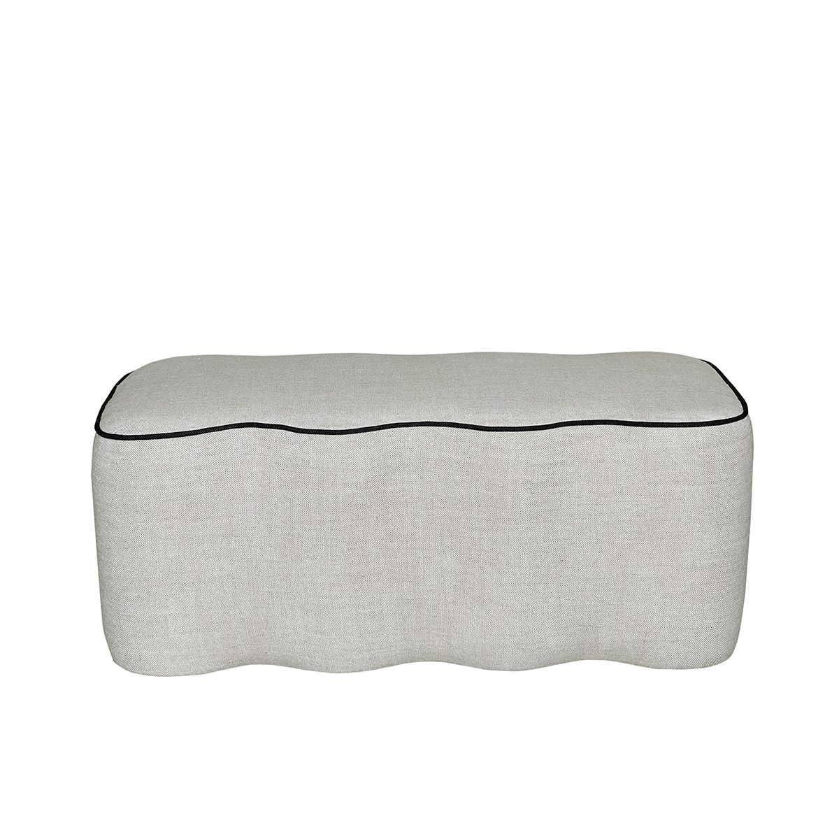 Celine puff (100x51x39) lin beige med sort piping