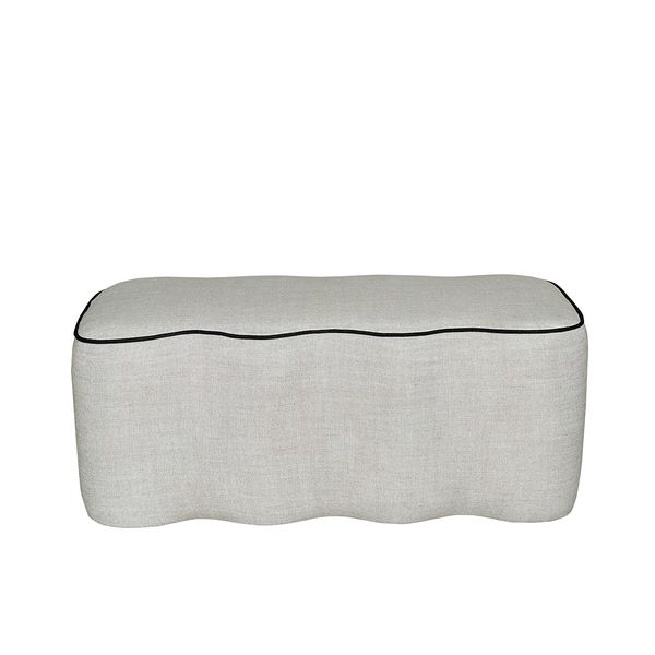 Hovedbilde Celine puff (100x51x39) lin beige med sort piping
