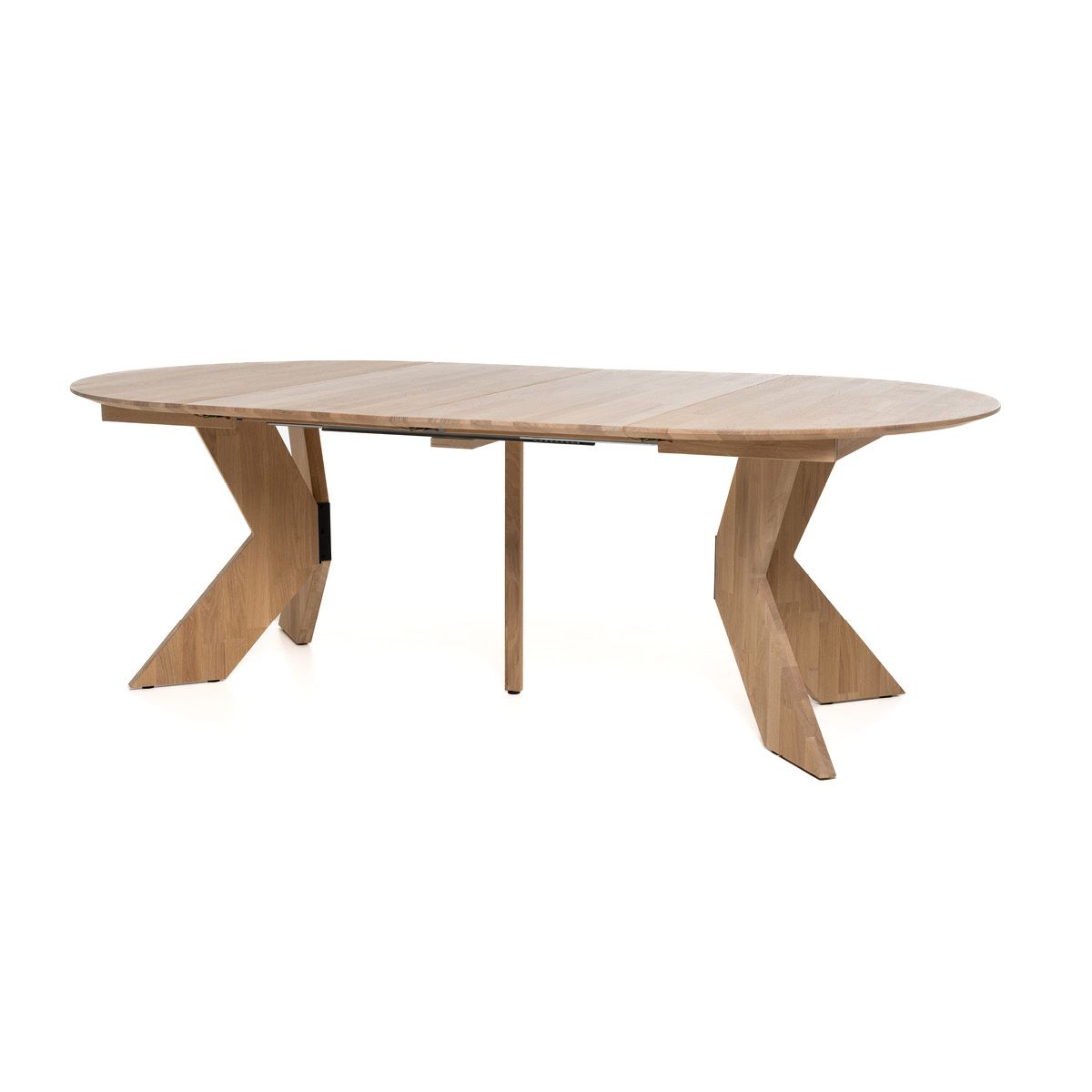 Aspen rundt spisebord ø120 (220) med 2 tilleggsplater hvitoljet heltre eik