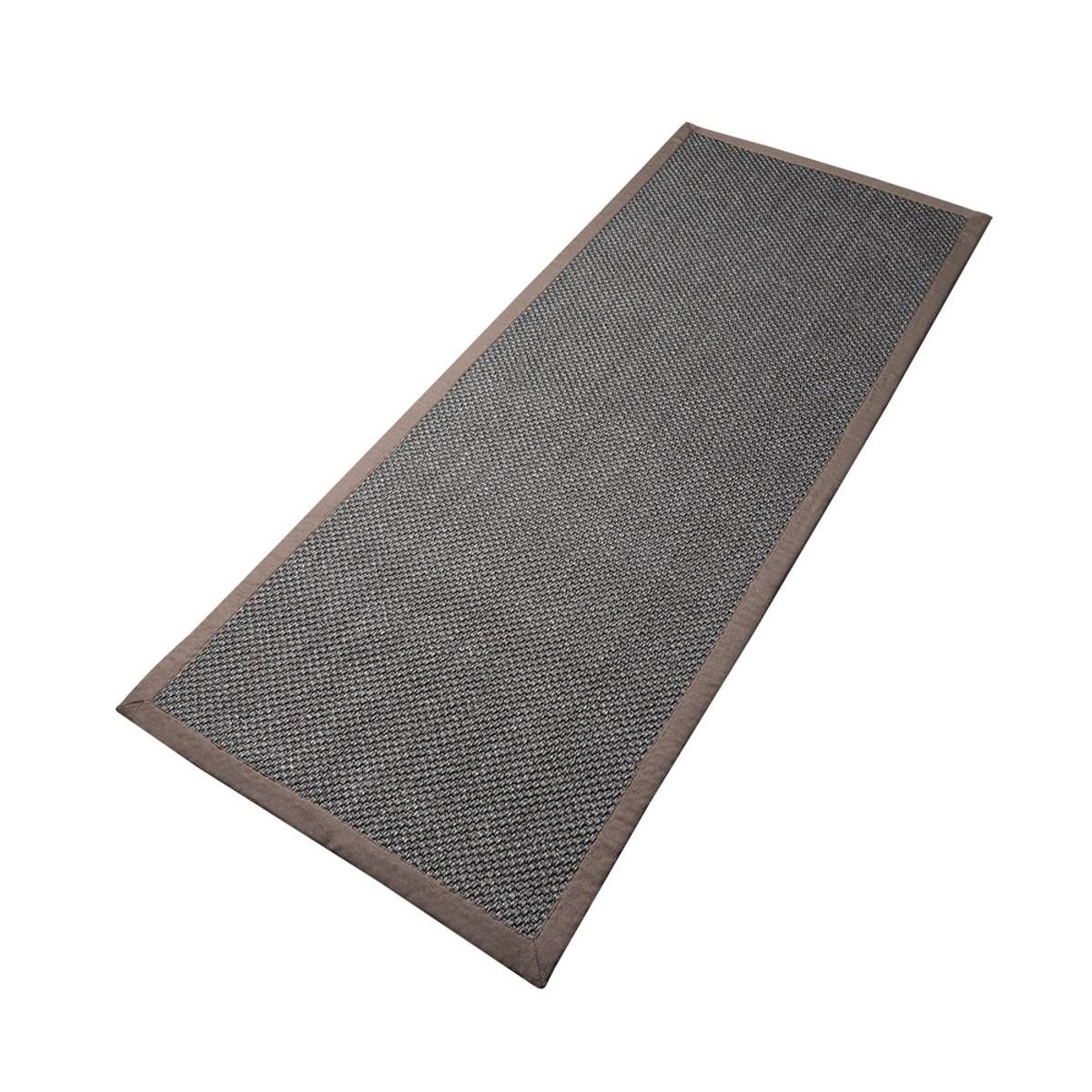 Sisal teppe (90x200 - Antrasitt/brun kant)