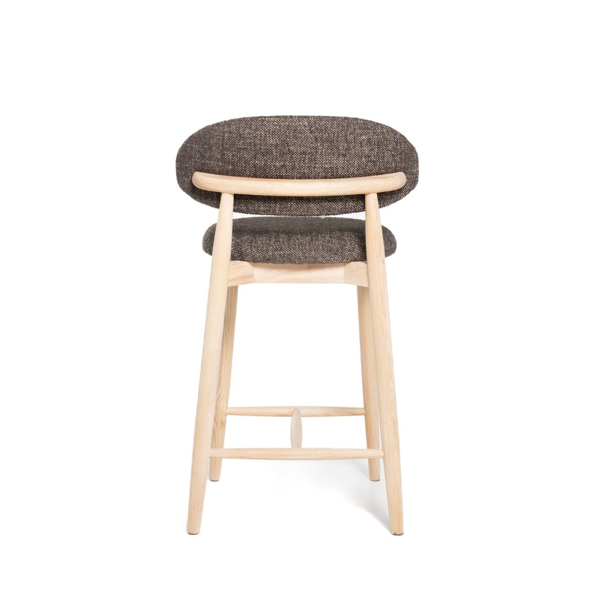 Malmø barstol heltre lys eik (stoff Lola mørk brun melert)