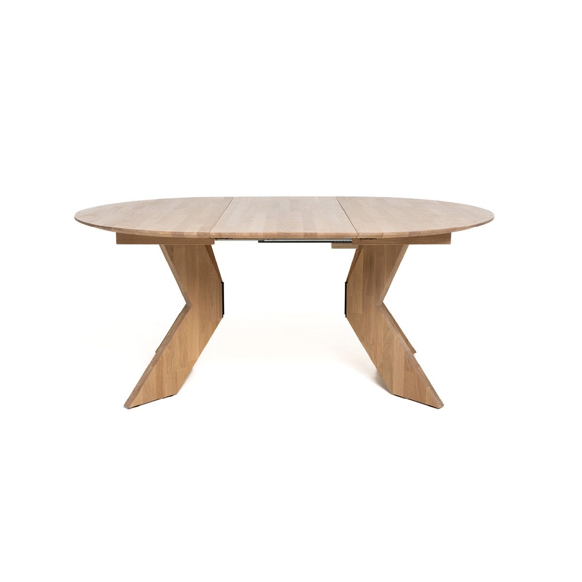 Aspen rundt spisebord ø120 (220) med 2 tilleggsplater hvitoljet heltre eik