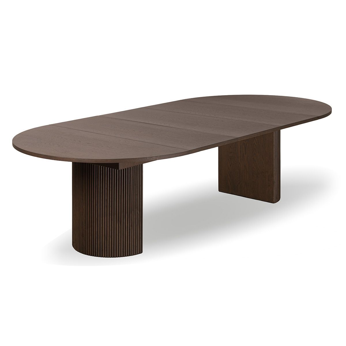 Noor rundt spisebord ø110 (260) med 3 tilleggsplater (røkt eik)