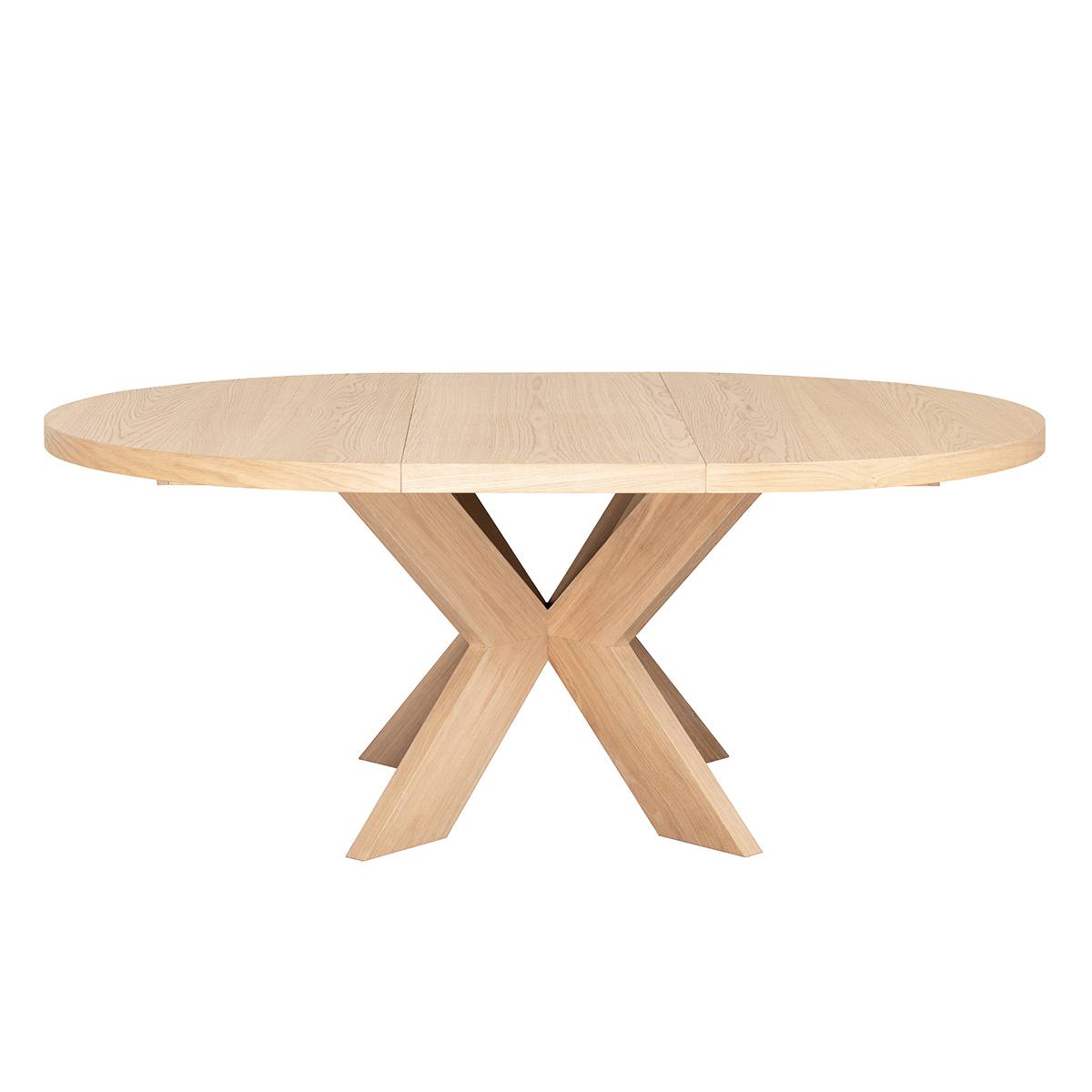 Lenox ø150 (200) rundt spisebord med 1 tilleggsplate - lys eik