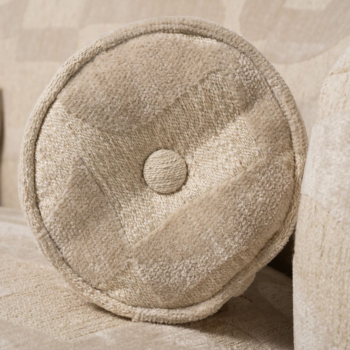 Nouvelle sofa (250x90) Jacquard beige - avtagbare frynser