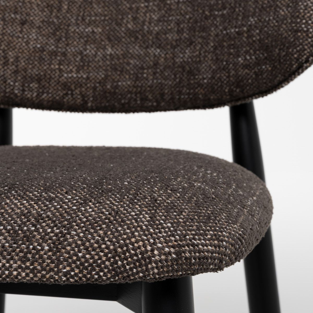 Malmø barstol heltre sort eik (stoff Lola mørk brun melert)