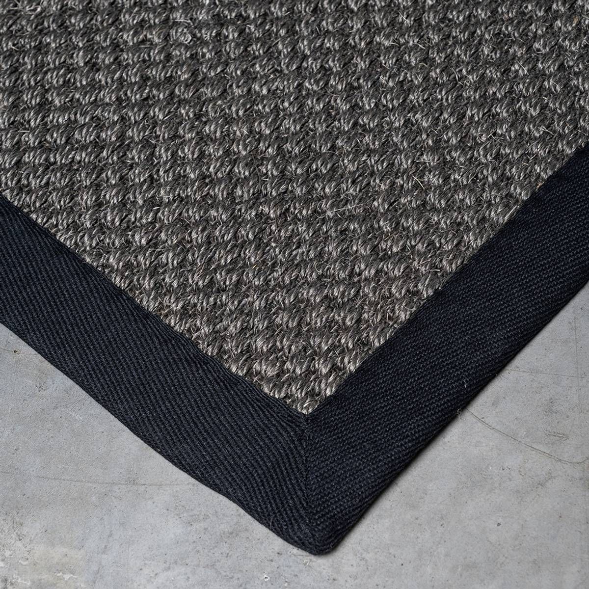 Sisal teppe (100x300 - Antrasitt/sort kant)