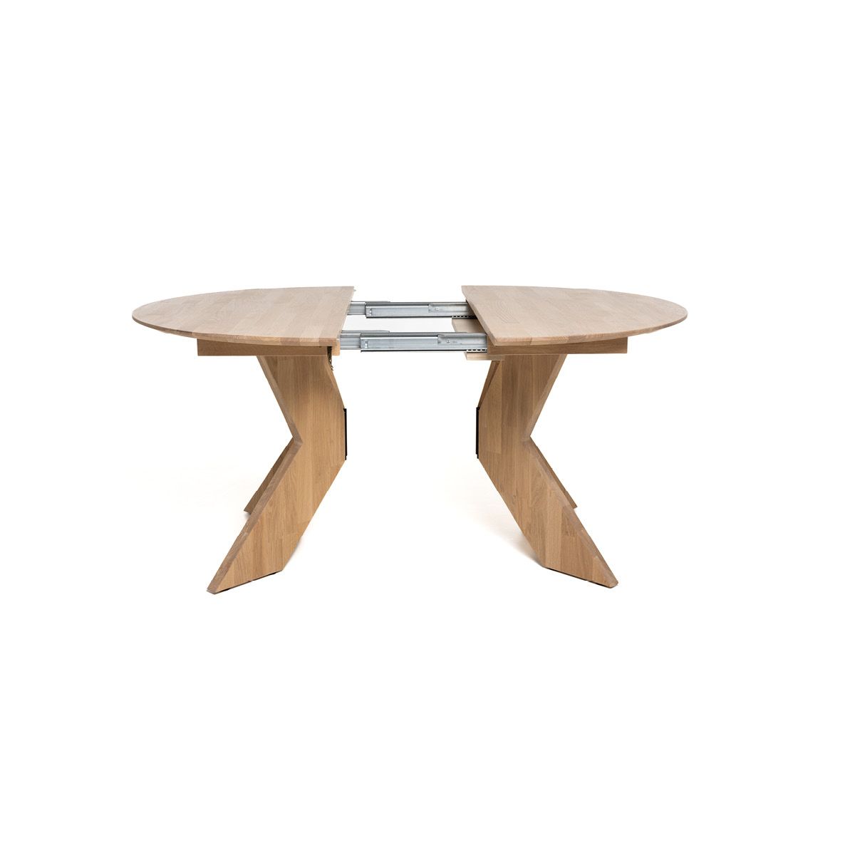 Aspen rundt spisebord ø120 (220) med 2 tilleggsplater hvitoljet heltre eik